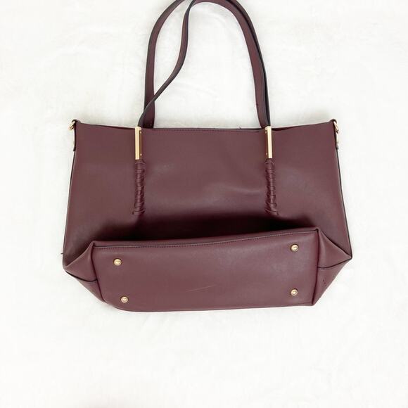 Burgundy Faux Leather Oversized Shoulder Bag - Picture 2 of 15